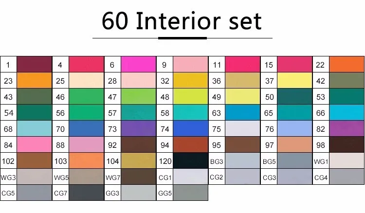 60 Interior set TOUCHFIVE чайник 30/40/60/80/168 Цвета художественной на спиртовой основе чайник Набор ручек для рисования манга двойной головой художественный эскиз Maker ручки - Цвет: 60 Interior set