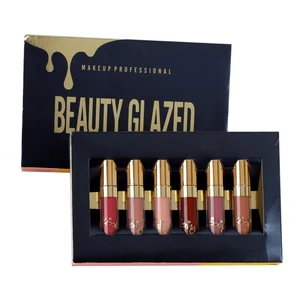 BEAUTY GLAZED Мерцающая Матовая жидкая помада, блеск для губ, сексуальные губы, набор для макияжа, водостойкие 6 шт.компл., блестящая помада, набор косметики