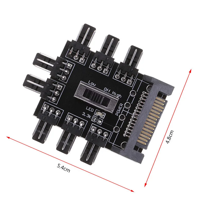 SATA Port 8 Way 3 Pin 12V PC Fan Power Cable Extender Hub Splitter Adapter | Компьютеры и офис