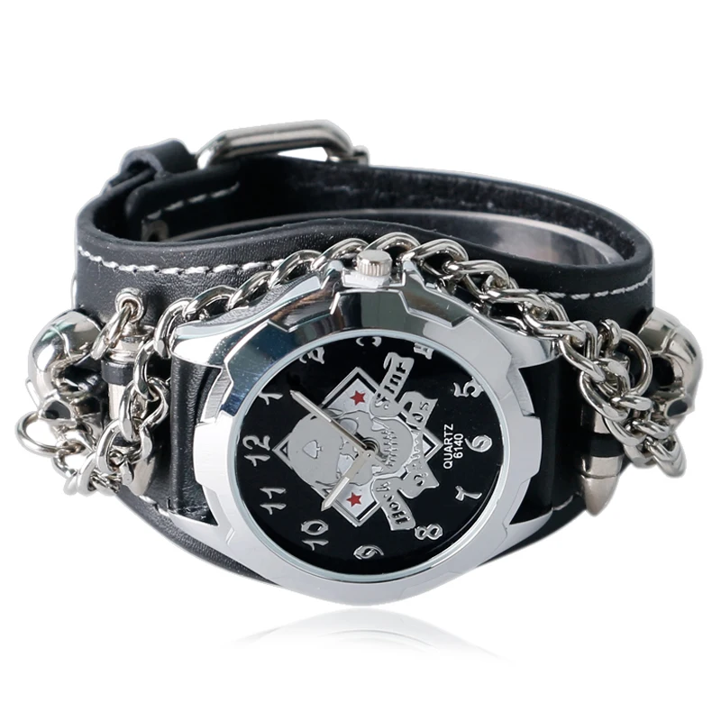 часы мужские наручные Творческий Череп пуля Спорт рок готические Стиль