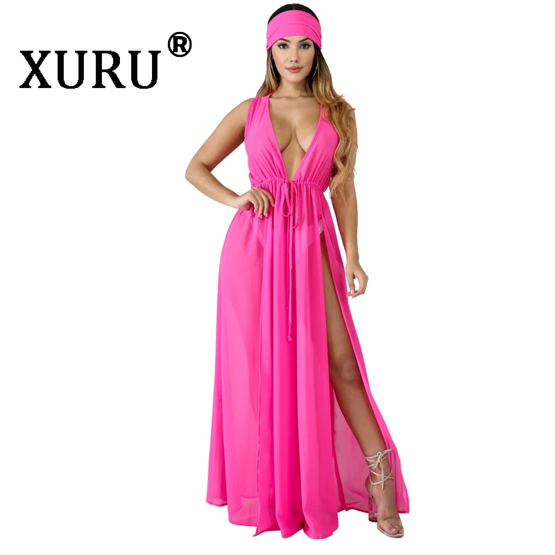 Летнее Новое Женское шифоновое платье xуру сексуальное длинное пляжное с