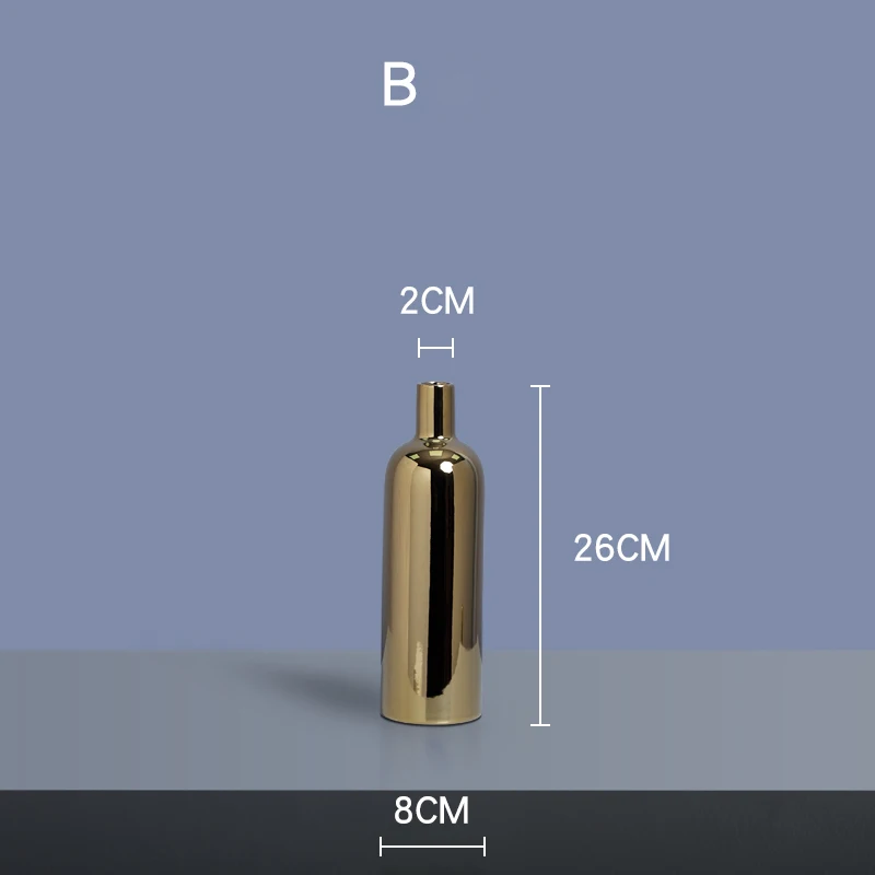 B 26x2x8cm Европейская позолоченная керамическая ваза, настольные маленькие вазы, Цветочная композиция, художественная ваза, контейнер для посадки воды, ваза для украшения дома - Цвет: B 26x2x8cm