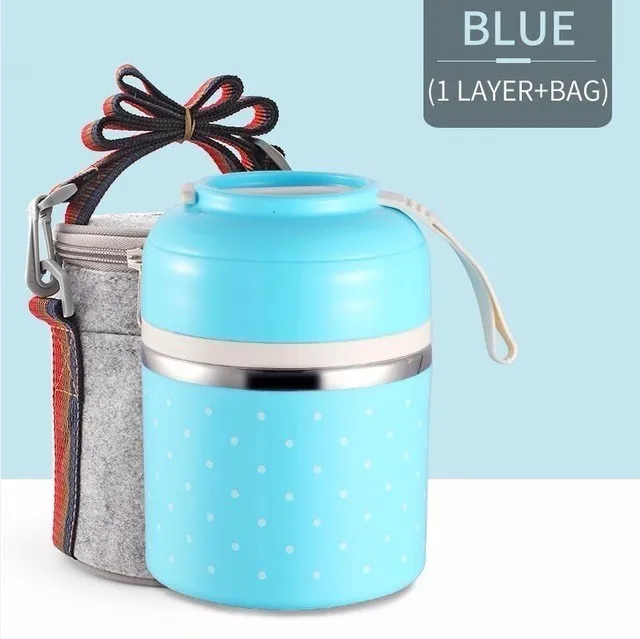 blue1 with bag Dropshopping японский, из нержавеющей стали Ланч-бокс Герметичный Тепловой Bento box для детей портативный милый Пикник школьный контейнер для еды - Цвет: blue1 with bag
