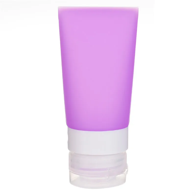 Purple 1 шт. силиконовые бутылки многоразового использования Портативный для отдыха на открытом воздухе пустой тюбик податливый косметический крем лосьон контейнеры 38/60/80 мл - Цвет: Purple