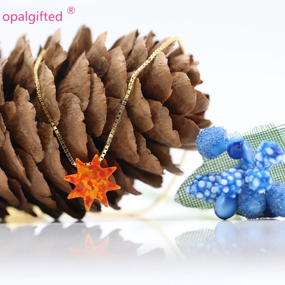 2020 Hot Sale 10mm Orange op31 Synthetic Flower Opal Necklace pendant for Wedding necklace S925 Trendy Jewelry High Quality | Украшения и