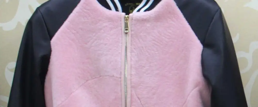 Linhaoshengyue модное короткое овечье бархатное Женское пальто - Цвет: pink and dark gray
