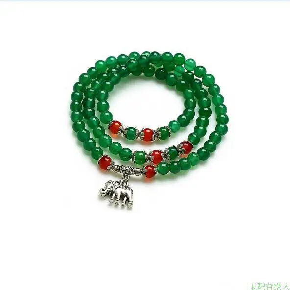 Натуральный кристалл зеленый агат браслет бусы четки дамы слон многослойный