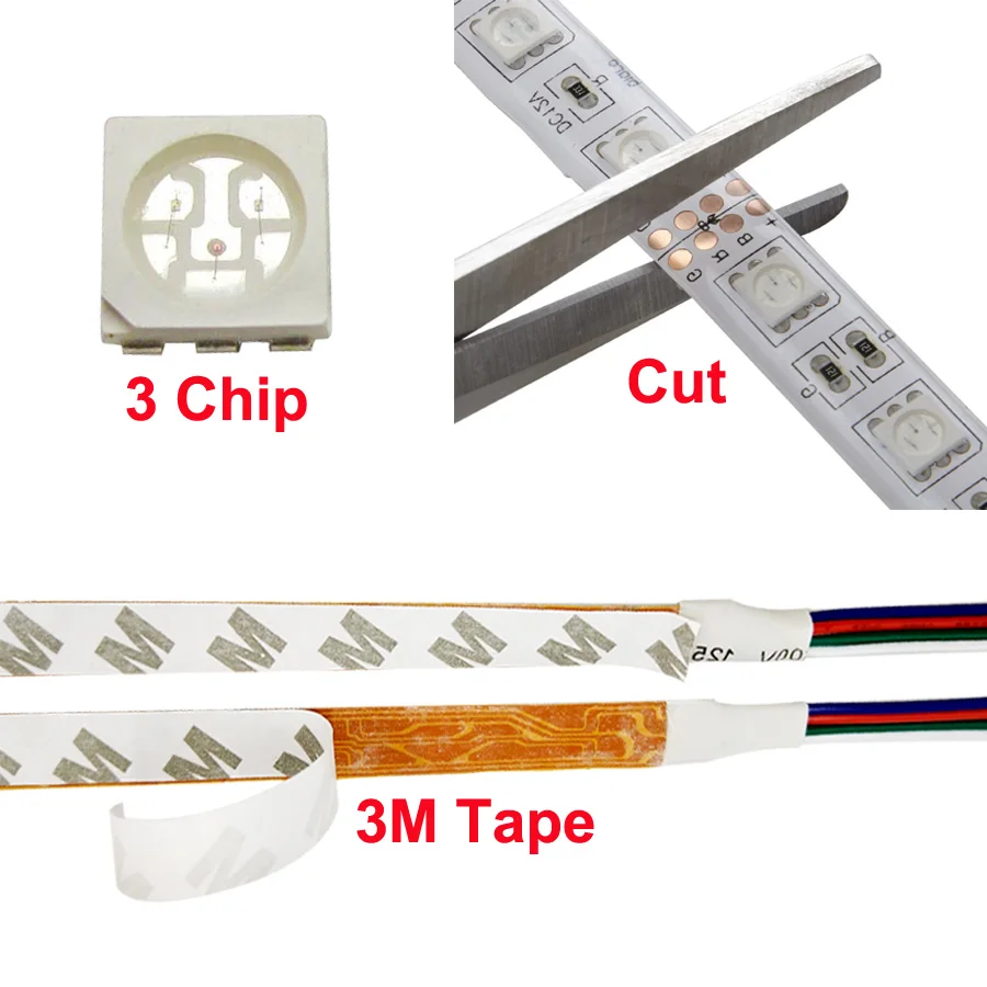 Водонепроницаемая гибкая светодиодная лента RiRi Won SMD5050 5 м 10 15 20 RGB 5050 12 В