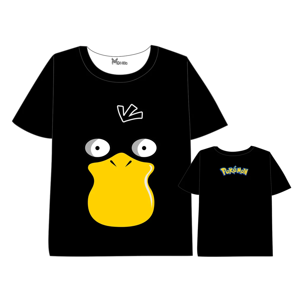 Горячая аниме Покемон Psyduck футболка для мужчин и женщин с коротким рукавом летнее