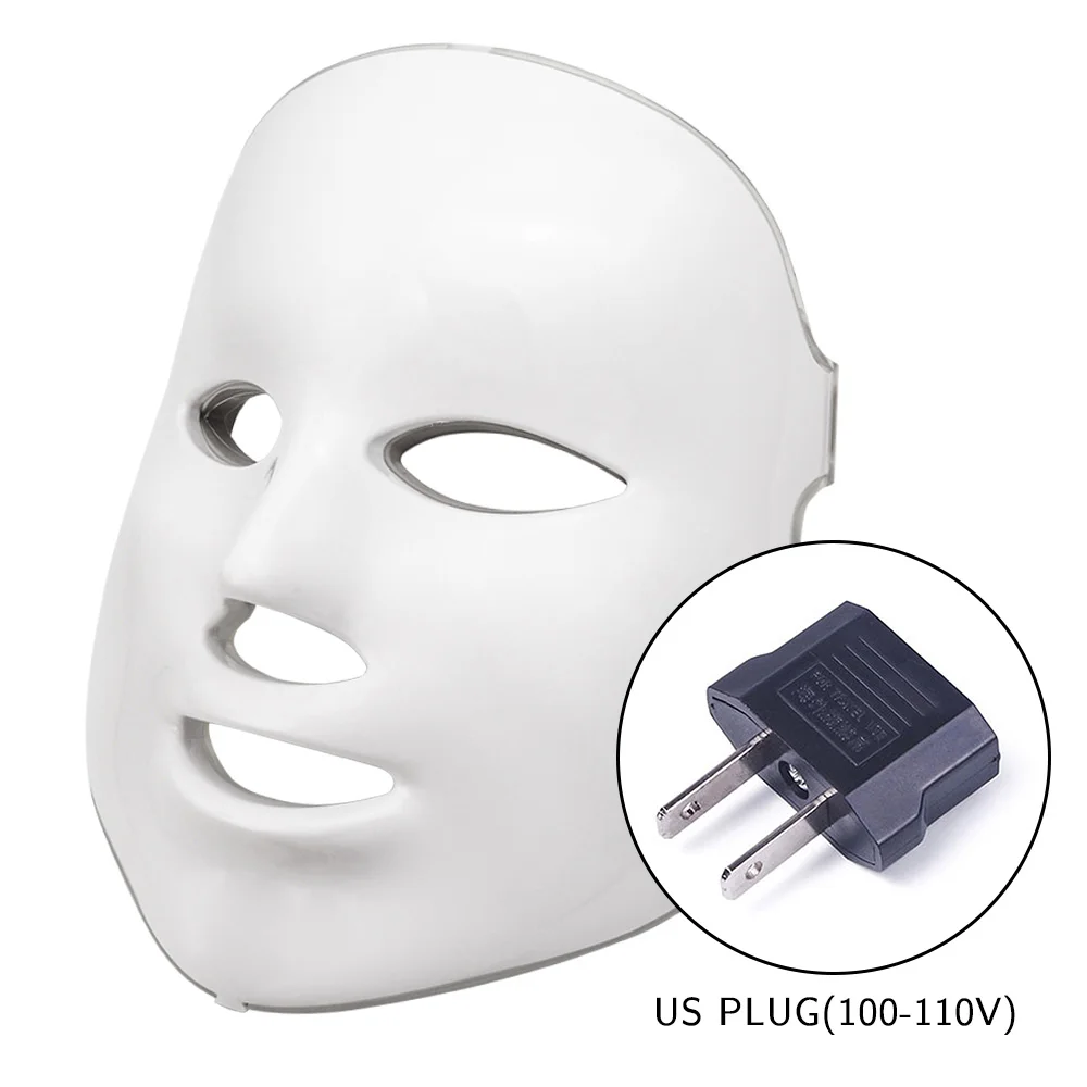 US PLUG 7 цветов Светодиодная терапевтическая маска светильник маска для лица терапия Фотон светодиодная маска для лица корейский уход за кожей светодиодная маска терапия красота спа - Цвет: US PLUG