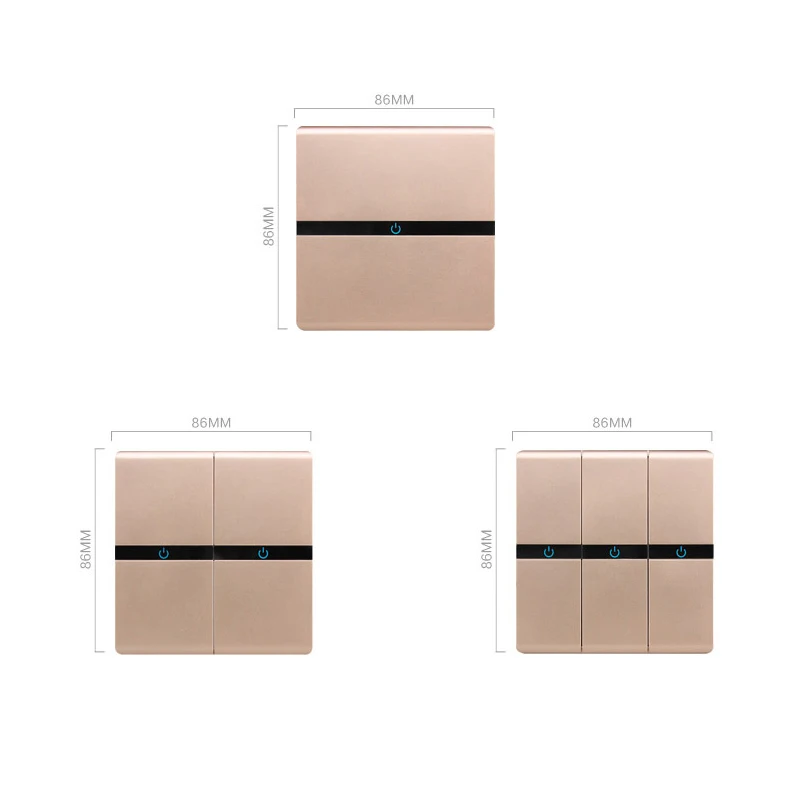 Настенный выключатель роскошный 2/3 банды 2 сторонний цвета шампанского золотой