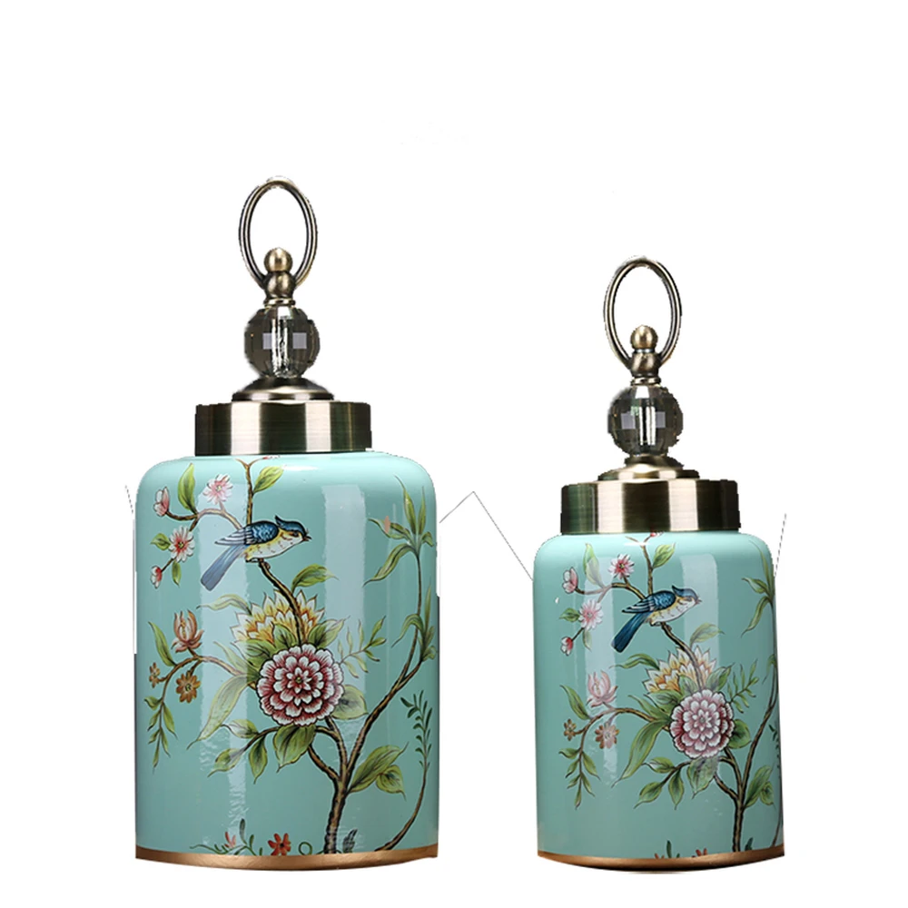 

European style American country garden square pottery jar soft crafts home living room antique ceramic ornaments LU615243