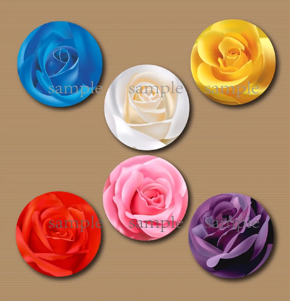 Набор из 6 разноцветных чашка с розами подставки деревянные МДФ винтажное