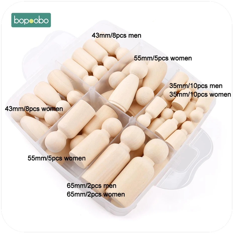 Bopoobo 50 шт. деревянный Прорезыватель для зубов, деревянные колышки для кукол, клен, неокрашенный, для детей, Pg, куклы ручной работы, незавершенные куклы, Декор, куклы, набор игрушек