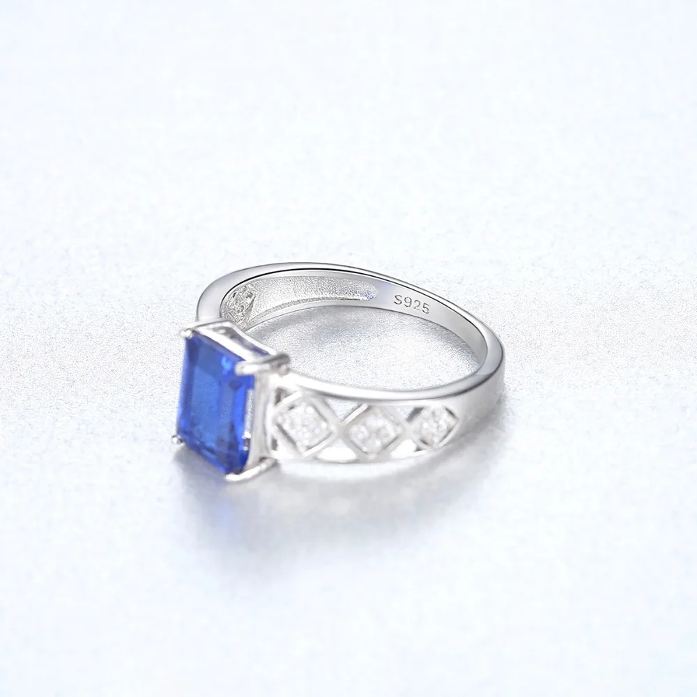 CZCITY Gorgeous 925 Sterling Silver Rectangle Sapphire Engagement Rings for Women Mystic Cutting Bridals Wedding Jewelry | Украшения и