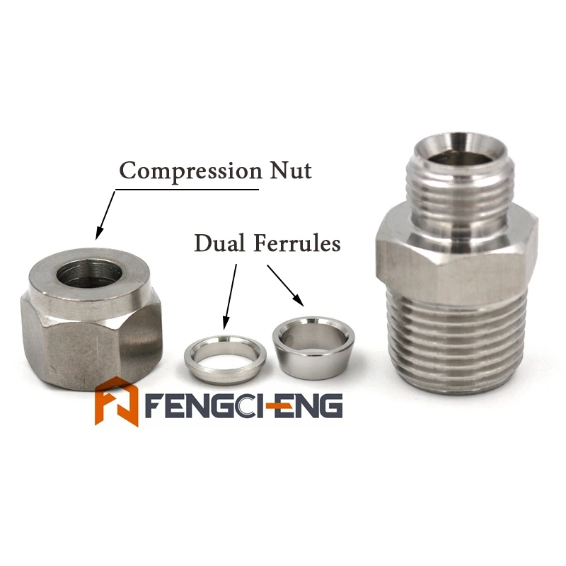 3/8 &quotКОМПРЕССИОННЫЙ x 1/2&quot Мужской NPT SUS304 трубный Компрессионный фитинг оптом и в