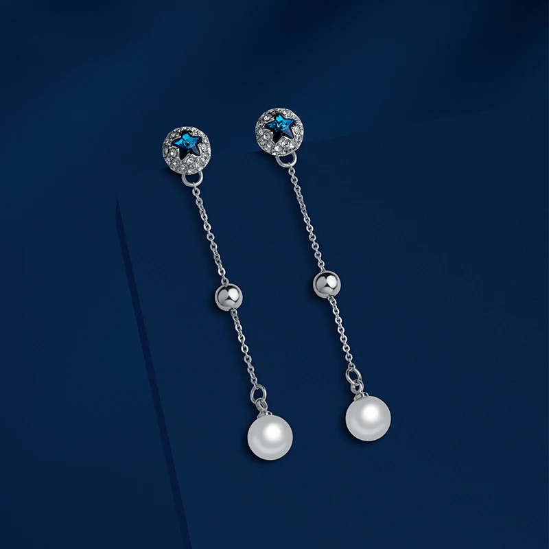 Женские Висячие серьги с кристаллами Swarovski из стерлингового серебра 925 пробы