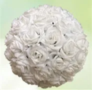 White 6,8 дюймов(17 см) мята зеленый цветок мяч центральные шелковые розы декоративный висящий цветочный шар Свадебный целующийся шар Pomander Декор - Цвет: White