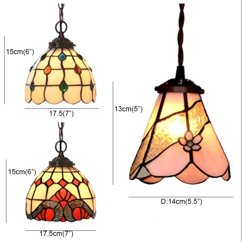 

FUMAT Tiffany Pendant Lamp LED E27 Stained Glass Shade Pendant Light Color Glass Art Hanglamp Flower Suspension Hanging Lamps