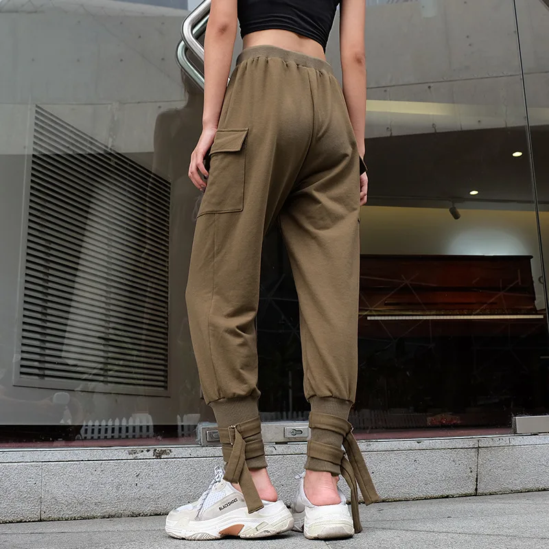 Для женщин карман пот Штаны Harajuku Jogger модные зимние женские свободные хлопковые