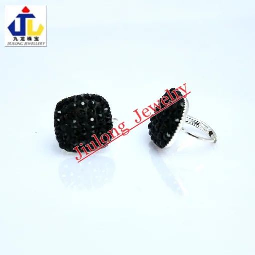 Wholesale Elegant pave black crystal rhinestone silver plated alloy square stup earrings jewelry.Free shipping.EA029 | Украшения и
