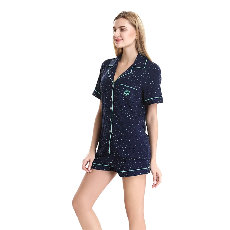 Женский короткий пижамный комплект х/б с принтом в виде звезд|pajamas set cotton|pajamas suitshort