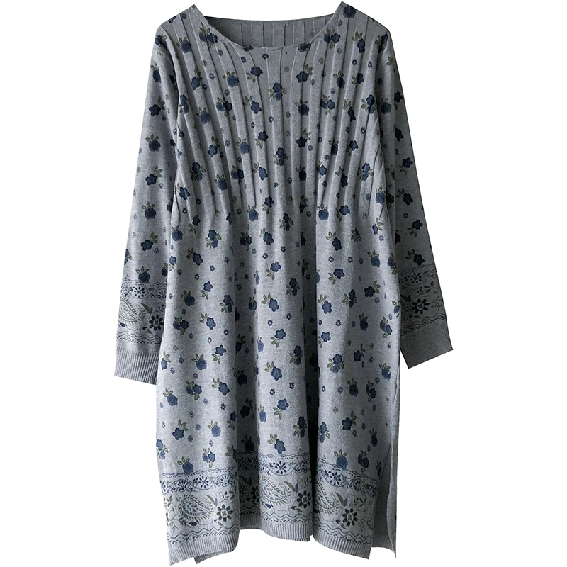 2019 Women Print Floral Cotton Long Shirt Summer Spring Sleeve Vintage Knit Coat Big Size Loose Blouse YoYiKamomo |