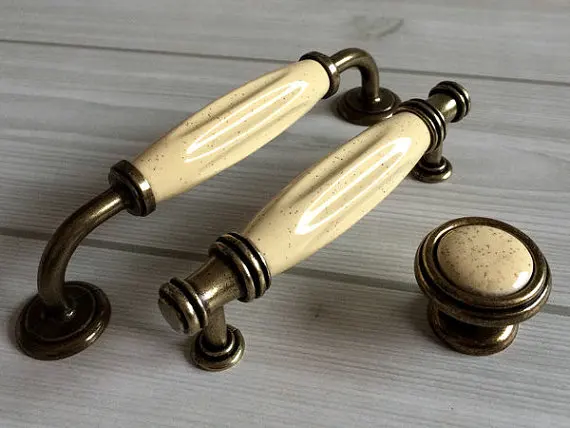 Кухонный Регулируемый комод ящик ручки кремовые белые керамические антикварные