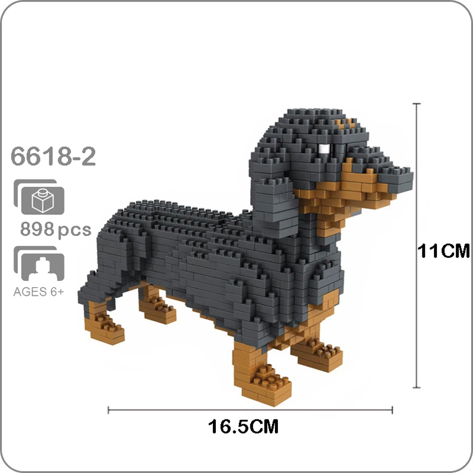 Строительные блоки Собака Тедди Шнауцер такса Хаски корги колли 3D модель животного алмаз мини игрушка