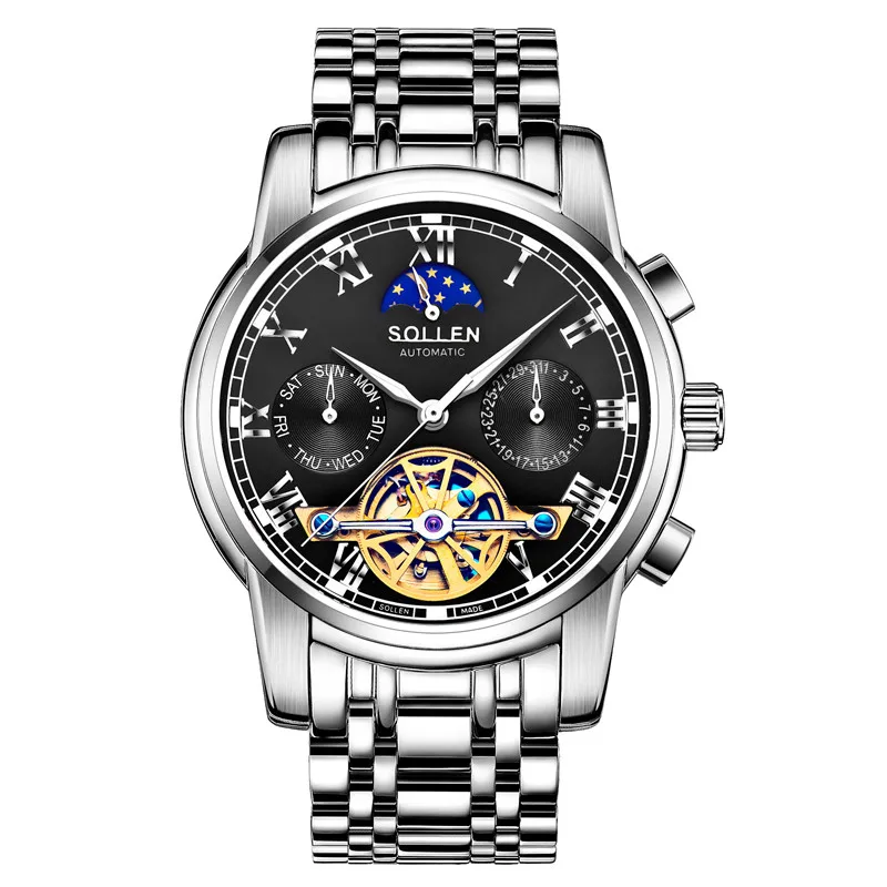 SOLLEN Tourbillon часы Мужские автоматические мужские роскошные брендовые знаменитые