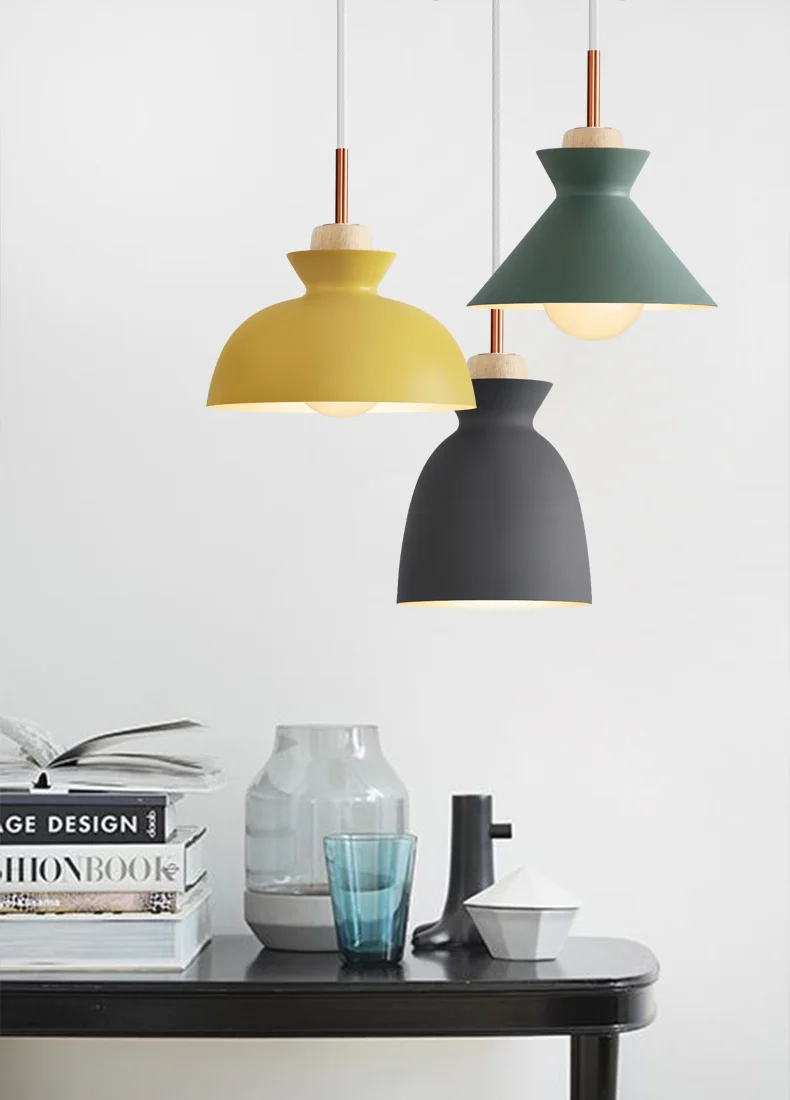 Подвесная лампа в виде колокольчика Macaron цвет зеленый синий желтый серый
