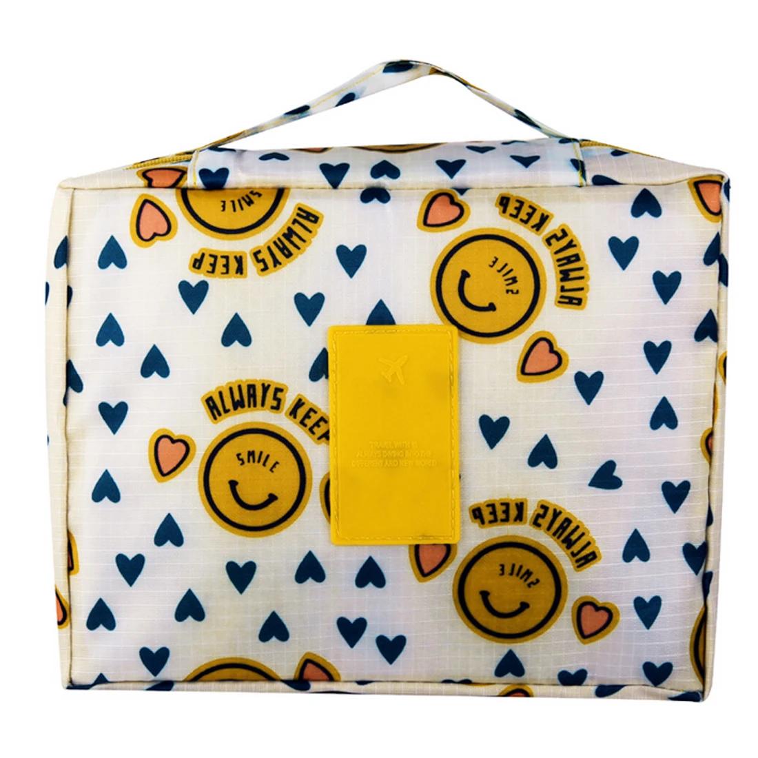 yellow smile face Дорожная косметичка для хранения большая емкость на молнии косметичка в горошек красивый чехол для макияжа Наборы для макияжа - Цвет: yellow smile face