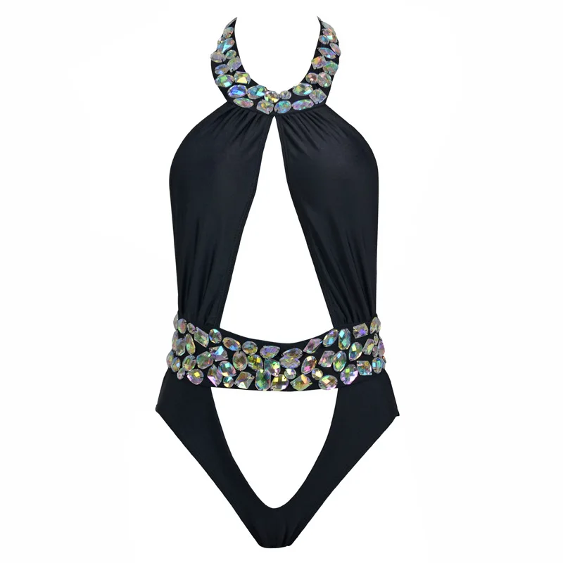 Женский слитный купальник расшитый стразами со стразами|swimwear swimming|biquini one piecebiquini