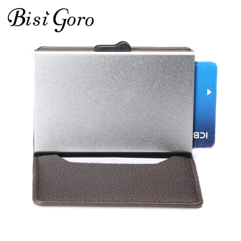 BISI GORO новинка 2019 визитница RFID Блокировка кошелек для карт алюминиевая коробка