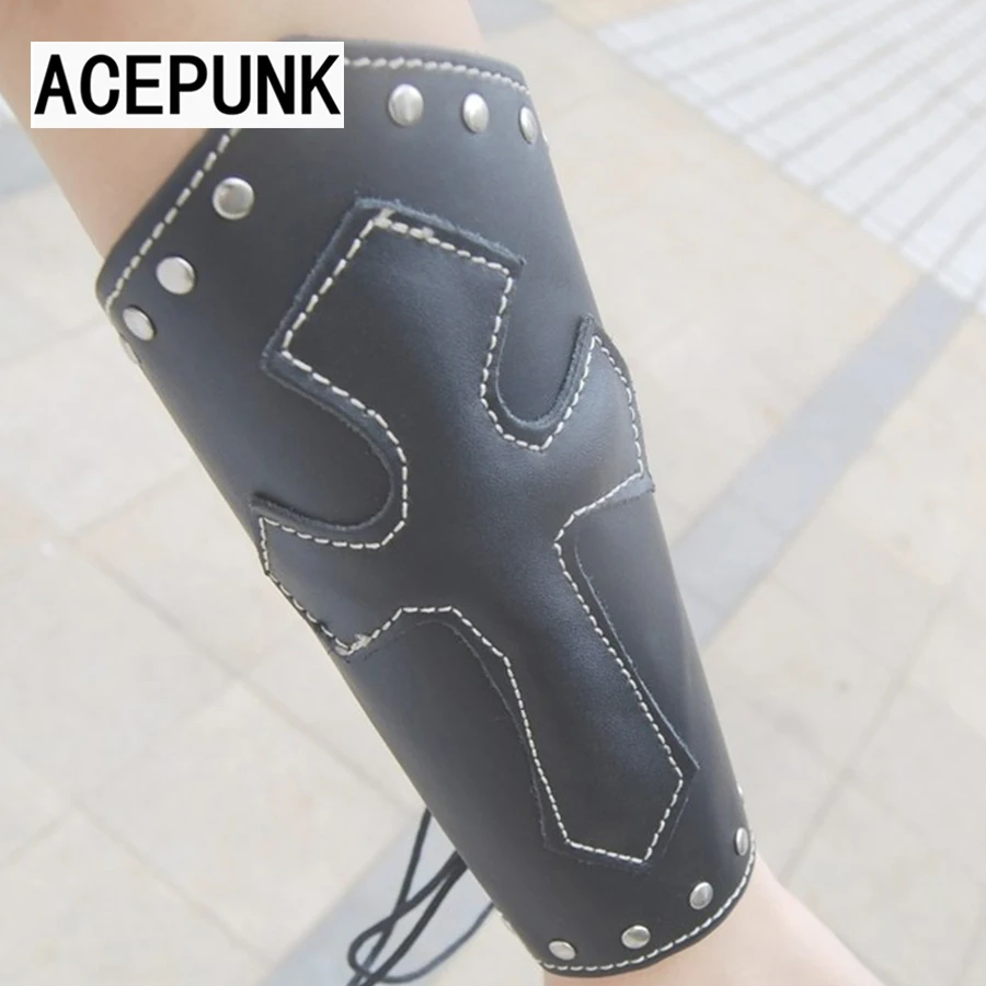 Модный дизайн плетеный кожаный браслет панк наручные вечерние Bracer Косплей протектор шестерни 18 см длинный Плетеный ремешок