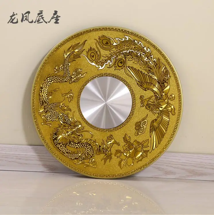 Golden 34CM Base HQ IL01 чугун Lazy Susan поворотный стол основание для стеклянного стола поворотный с гладкой игольчатый роликовый подшипник - Цвет: Golden 34CM Base