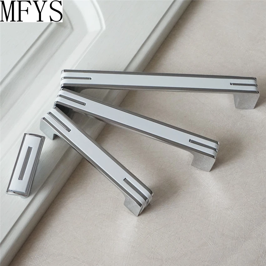 

1.25'' 3.75'' 5'' 6.3'' 8.8'' Cabinet Door Handles Pulls White Silver Dresser Pulls Drawer Pull Knobs Handles Kitchen Handle
