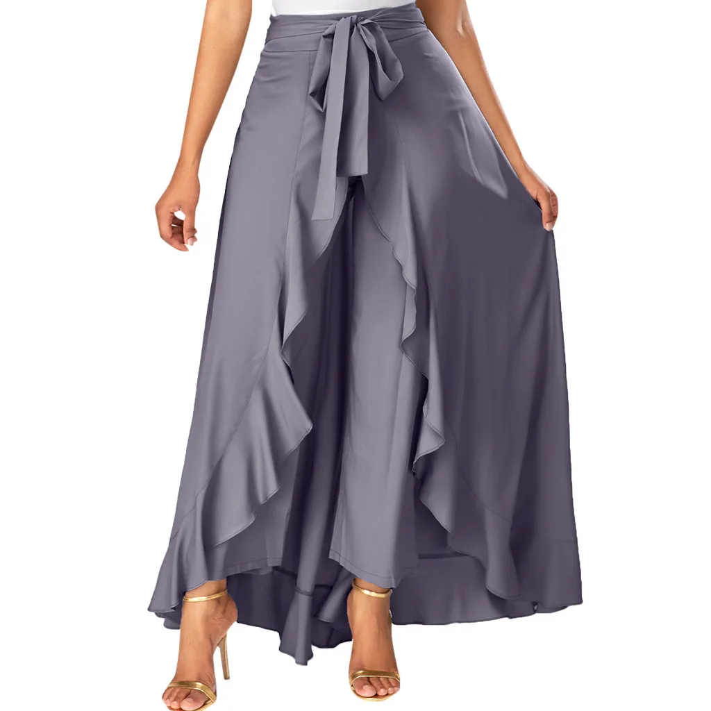 Women's casual trousers Skirt irregular lotus leaf bow high waist long skirt dance Tie Front Overlay Ruffle 5.27 | Женская одежда