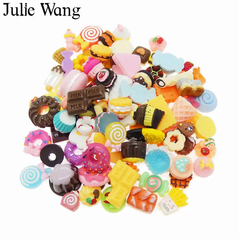 Julie Wang 100 шт. Смешанная полимерная для торта Хлеб леденцы кабошон слайм