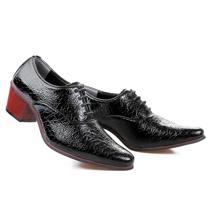 Man Shoes High Heels Spring Autumn Mens Pointed Toe Dark Blue Wine Red Dress Footwear Lace Up Wedding For Men | Обувь