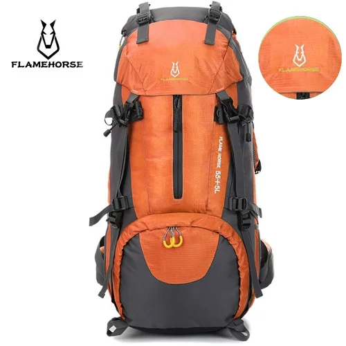 Модный мужской рюкзак FLAMEHORSE 60L большой емкости, водонепроницаемый рюкзак для путешествий, многофункциональные сумки, мужские рюкзаки для ноутбука mochila - Цвет: orange
