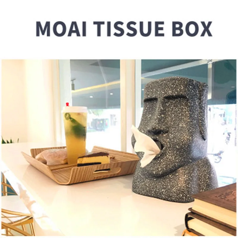 Тканевая коробка из смолы Moai с изображением пасхального острова|Коробки для