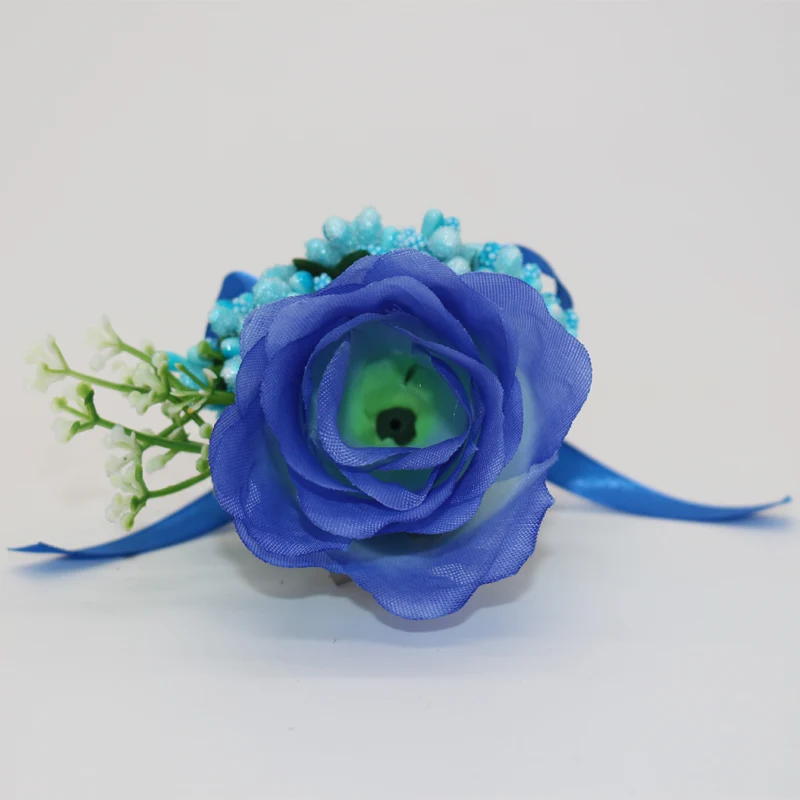 Бутоньерка для жениха синяя шелковая атласный цветок розы | Дом и сад