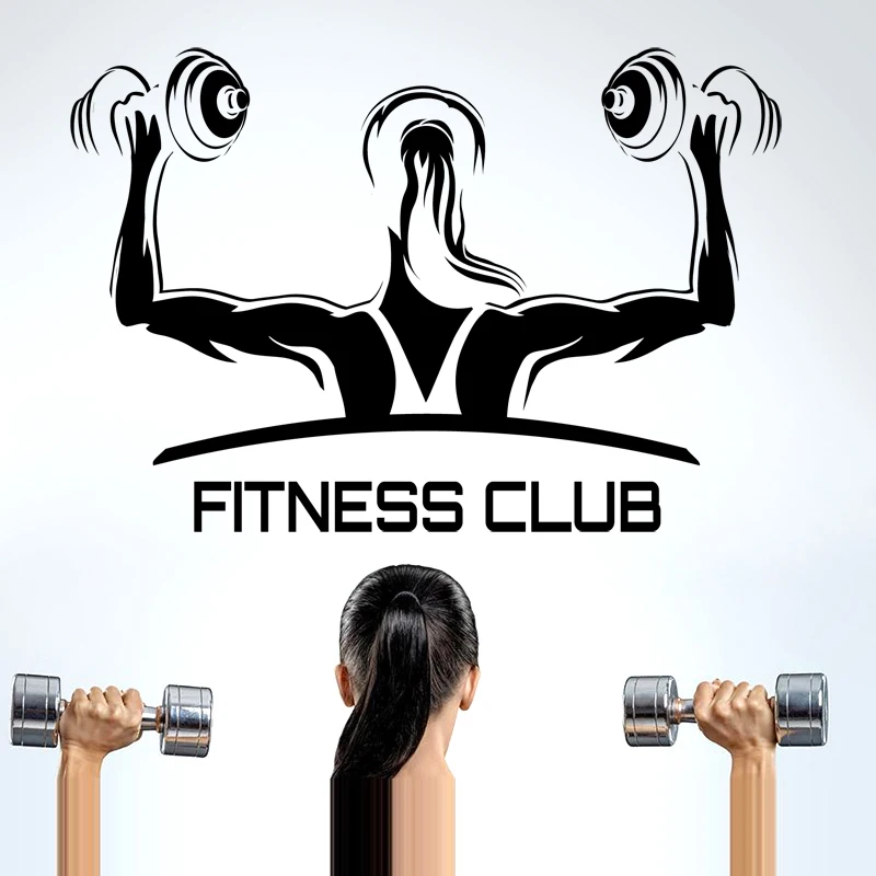 Женская наклейка в виде гантели для тренажерного зала постеры бодибилдинга