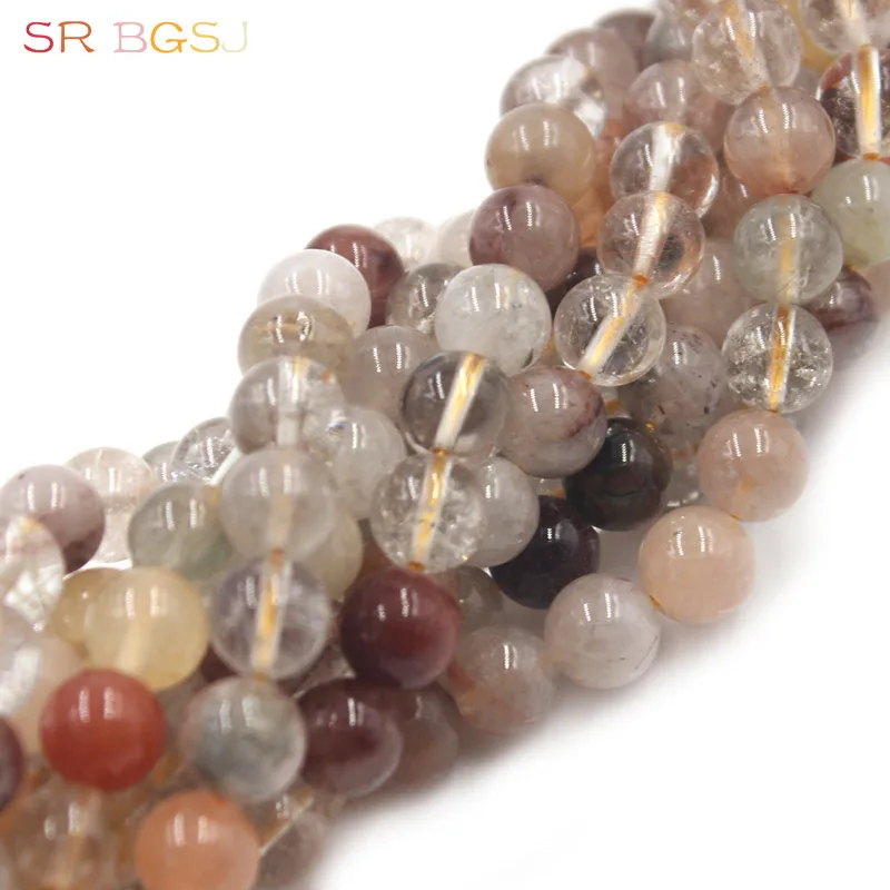 Free shipping 6 8 10mm Wholesale Lot Natural Stone Round Jewelry DIY Loose Rutilated Quartz Beads Strand 15&quot | Украшения и