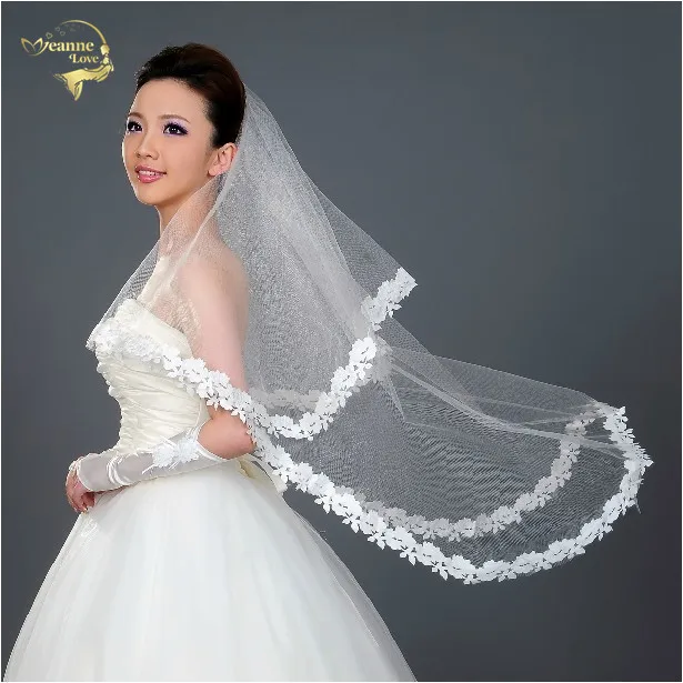 

130cm Long ! Wholesale New Applique Free Shipping ! Hot Sale ! Bridal Veil Wedding Veils BRIDAL ACCESORIES Flower VEIL OV3915