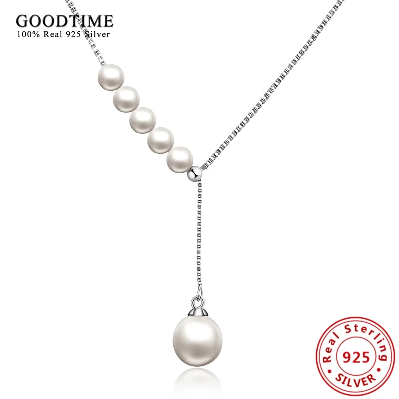 

New Fashion Pearl Necklace 925 Sterling Silver Pearl Jewelry Round Shell Pearls Choker Necklace Jewelry For Women Gifts