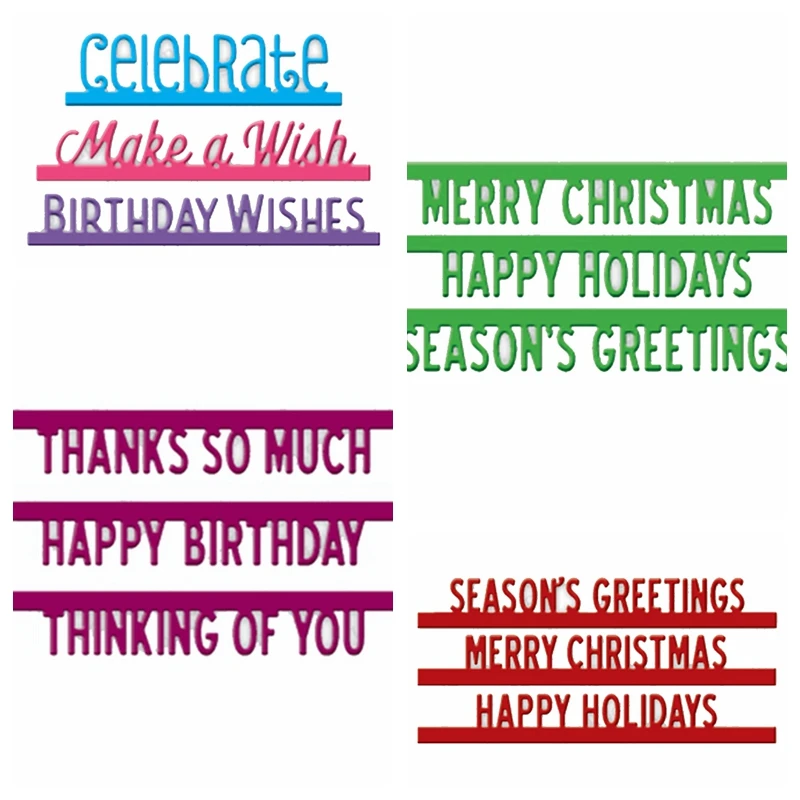 

Happy Holiday Merry Christmas Letters Metal Cutting Dies Stencil For DIY Scrapbooking Decorative Embossing Dies Scrapbooking