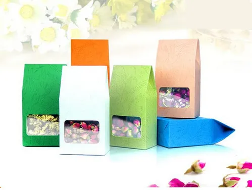 8*5*15 5 см тиснение крафт бумаги чай упаковка мешок с прозрачным окном розничная