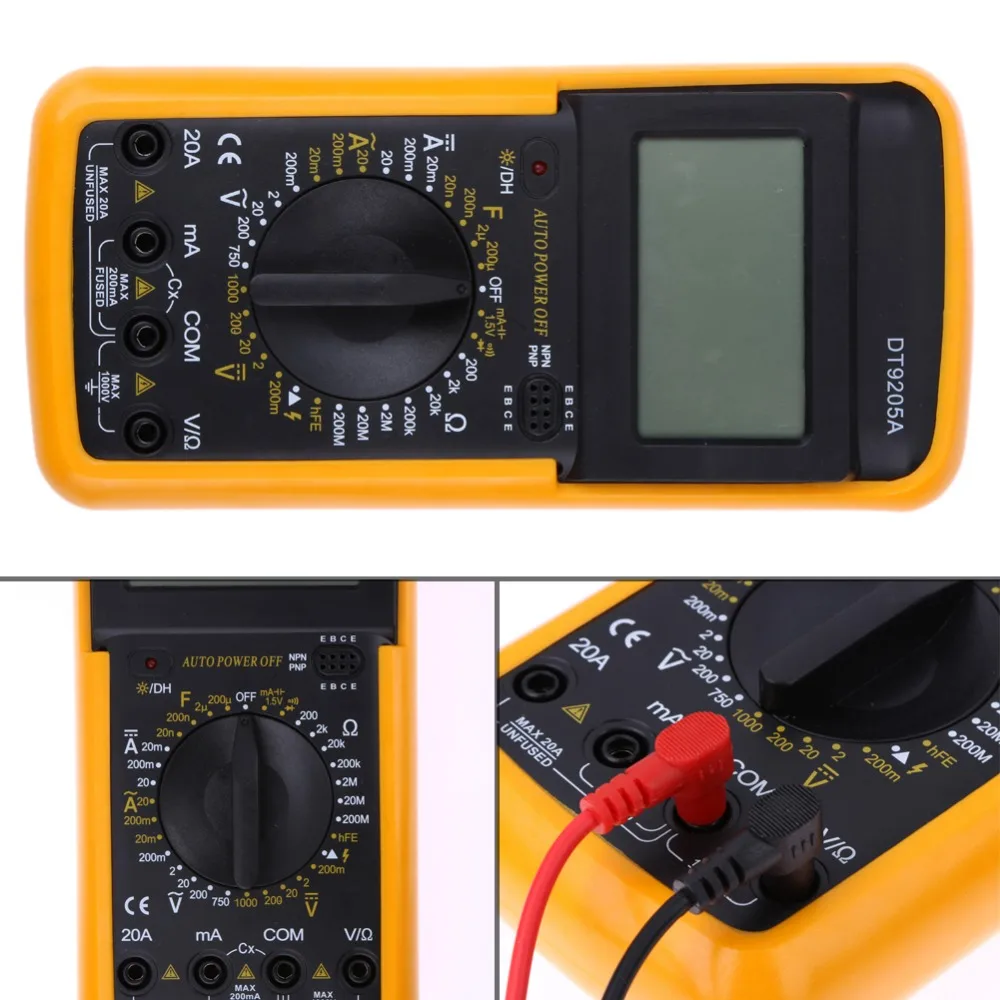 ЖК-дисплей Цифровой мультиметр DT9205A AC DC Электрический ручной Вольт Ампер метр тестер Ручной DT9205A Амперметр Вольтметр мультиметра
